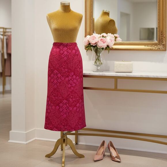 Clio Dresses & Skirts - Vintage Women's Maxi Fuchia Pink Floral Paisley Long Skirt Size 12/L , USA Boho